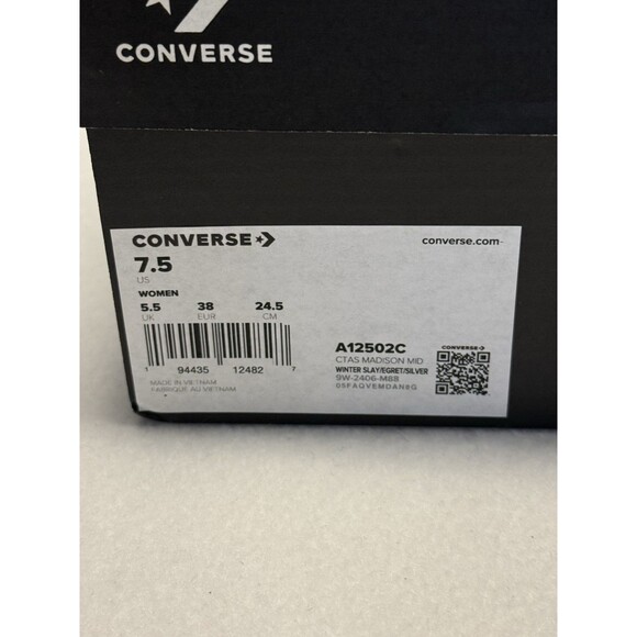 Converse Chuck Taylor Madison Silver MetallicWomen's Mid Top Sneakers Sz 7.5 New - Picture 16 of 16
